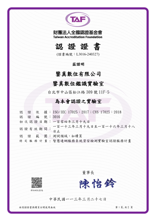 ISO17025 certificate